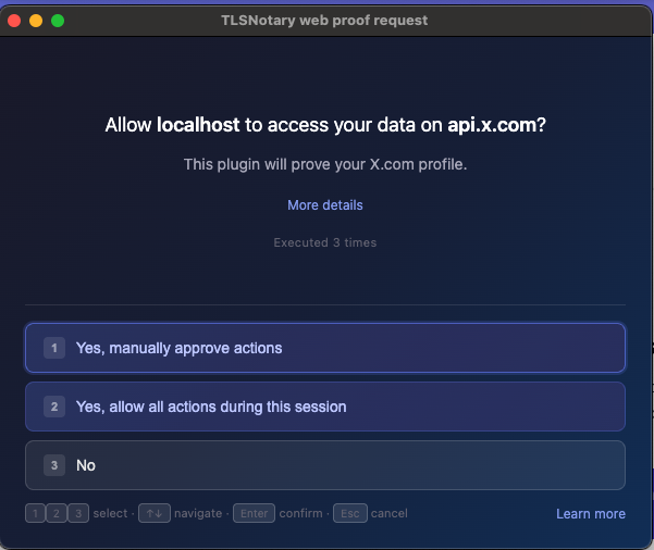 TLSNotary plugin approval — choose how much control you want.